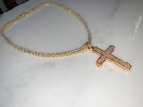 Iced Out Cross Necklace In Yellow With Optional Bracelet