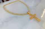 Iced Out Cross Necklace In Yellow With Optional Bracelet