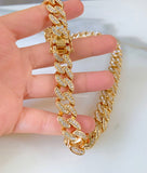 Iced Out Cuban Chain In Yellow Or White Gold Plating