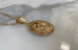Floral Bezel Virgin Mary Necklace