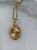 Floral Bezel Virgin Mary Necklace