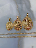 Oval Floral Mother Mary Necklace