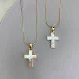 Mother Of Pearl Cross (Snake Chain)