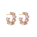 Heart Huggie Hoops (Pink)