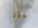 Sale! Gold Dipped Rainbow Stone Initial Necklace