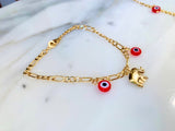 On Sale! Yellow Gold Dipped Evil Eye And Elephant Jewelry Set Or Sold Separately