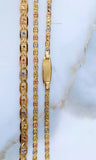Tricolor Gold Dipped Chain Bracelets With Optional Necklace