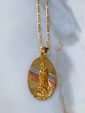 On Sale! Large Tri-Color Gold Plated Virgin Mary Necklace