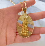 On Sale! Large Tri-Color Gold Plated Virgin Mary Necklace