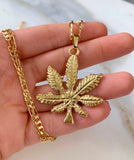 Gold Dipped Weed Leaf Necklace