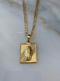 Gold Plated Square Virgin Mary Necklace