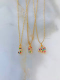 Sale! Gold Dipped Rainbow Stone Initial Necklace