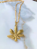 Gold Dipped Weed Leaf Necklace