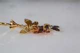 Tricolor Gold Plated Diamond Cut Butterfly Dangle Earrings