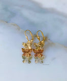 Tricolor Gold Plated Diamond Cut Butterfly Dangle Earrings