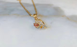 Gold Plated Tricolor Rose Heart Necklace