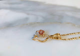 Gold Plated Tricolor Rose Heart Necklace