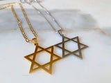 White Or Yellow Gold Plated Star Of David Necklace