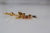 Tricolor Gold Plated Diamond Cut Butterfly Dangle Earrings