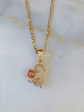 Gold Plated Tricolor Rose Heart Necklace