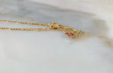 Gold Plated Tricolor Rose Heart Necklace