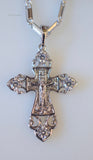 White Gold Plated Diamond Inspired Crucifix Necklace