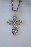 White Gold Plated Diamond Inspired Crucifix Necklace