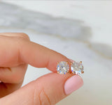 Rose Gold Plated Round CZ Studs In 2 Styles