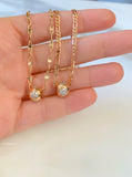 Gold Plated Floral CZ Ball Necklace In 2 Styles