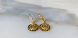 Gold Plated Virgin Mary Dangle Earrings