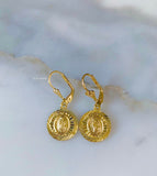 Gold Plated Virgin Mary Dangle Earrings