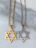 White Or Yellow Gold Plated Star Of David Necklace