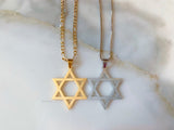 White Or Yellow Gold Plated Star Of David Necklace