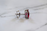 On Sale! White Gold Plated Princess Cut Ruby Inspired Studs
