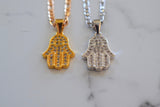 Yellow Or White Gold Plated Hamsa Necklace