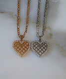 White Or Yellow Gold Plated Diamond Inspired Heart Necklace