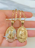 Yellow Or Tricolor Gold Plated Jesus Necklace