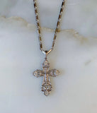 White Gold Plated Diamond Inspired Crucifix Necklace