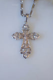 White Gold Plated Diamond Inspired Crucifix Necklace