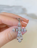 White Gold Plated Diamond Inspired Crucifix Necklace
