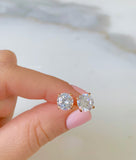 Rose Gold Plated Round CZ Studs In 2 Styles