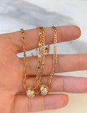 Gold Plated Floral CZ Ball Necklace In 2 Styles