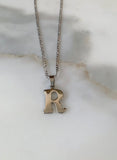 Unisex White Gold Plated Initial Necklace