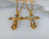 Unisex Large Gold Plated Crucifix Necklace In 2 Styles