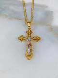 Unisex Large Gold Plated Crucifix Necklace In 2 Styles