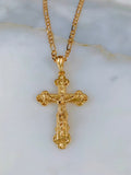 Unisex Large Gold Plated Crucifix Necklace In 2 Styles