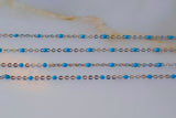 White Gold Plated Turquoise Color Bead Chain