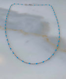 White Gold Plated Turquoise Color Bead Chain