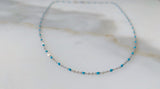 White Gold Plated Turquoise Color Bead Chain