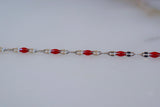 White Gold Plated Red Bead Chain